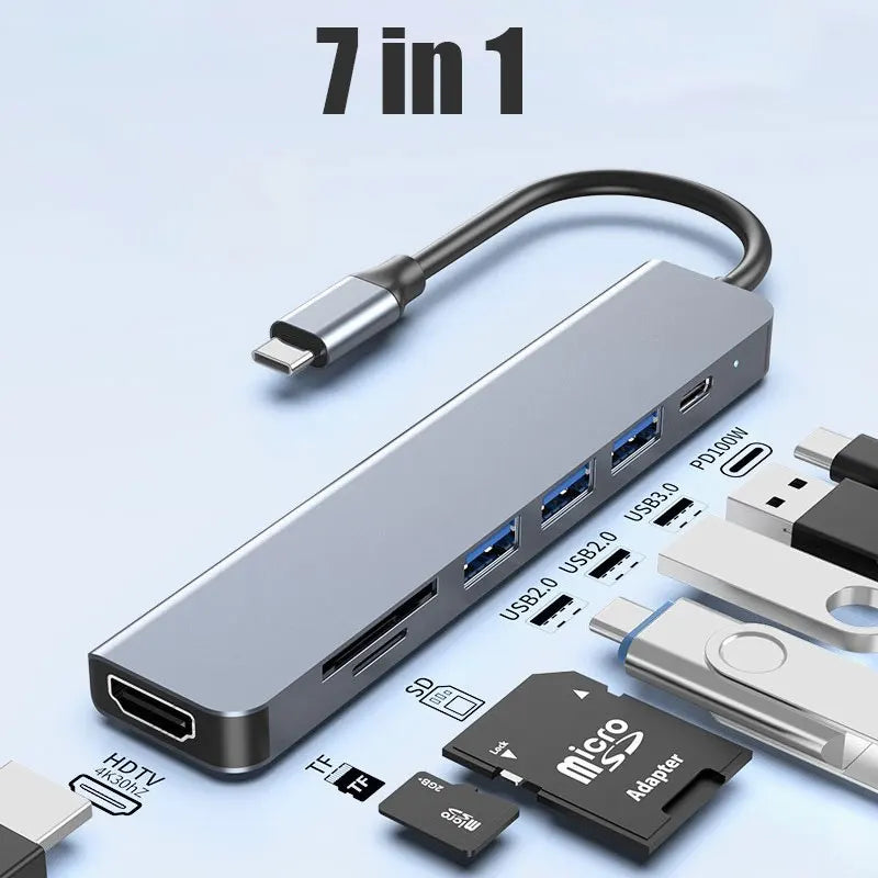 6 Ports USB C Hub to 4K HDMI-Compatible