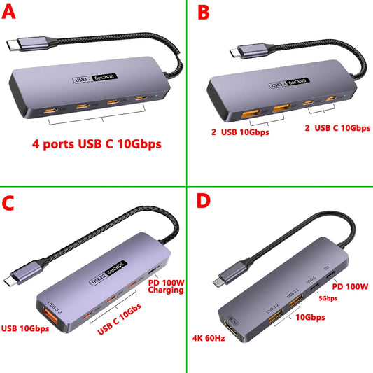 10Gbps USB 3.2 C Hub Gen 2 Docking Station