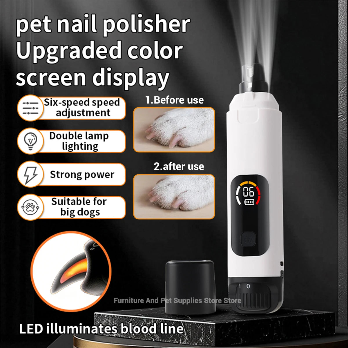 Electric pet nail polisher 6-speed