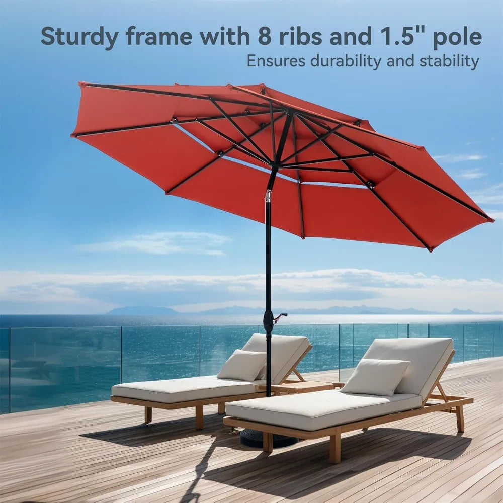 10ft Patio Umbrella Outdoor 3 Tier Vented