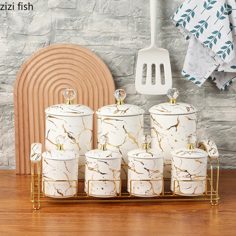Marbled Ceramic Storage Jar