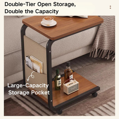 C Shaped Side Table 2-Tier Open Storage