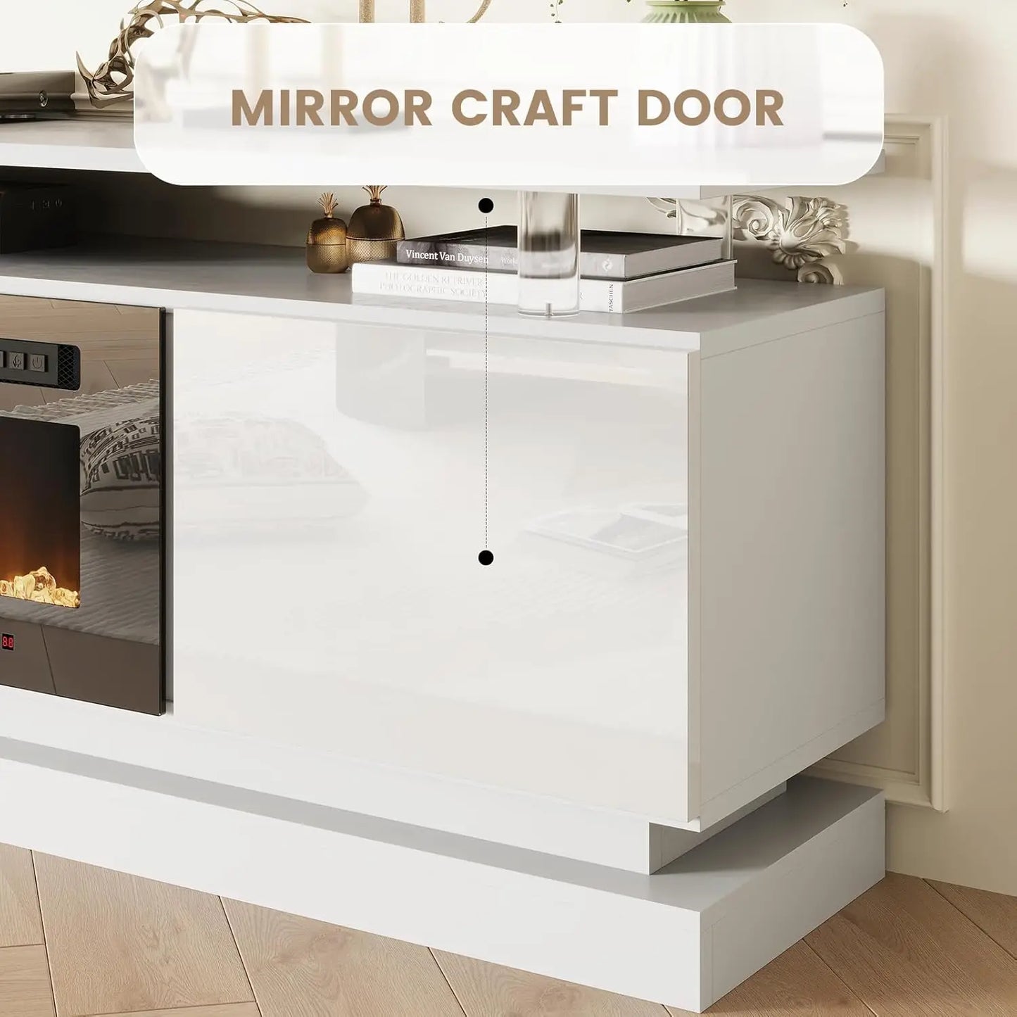 90" Modern Fireplace TV Stand Console Storage