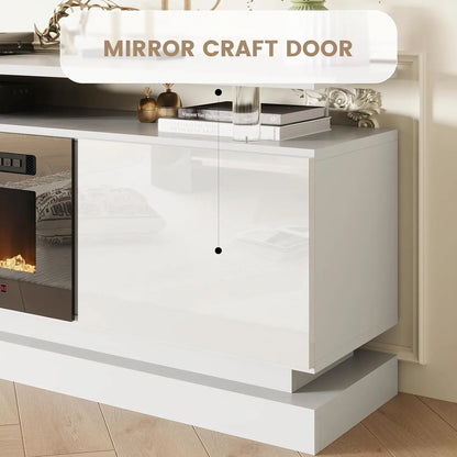 90" Modern Fireplace TV Stand Console Storage