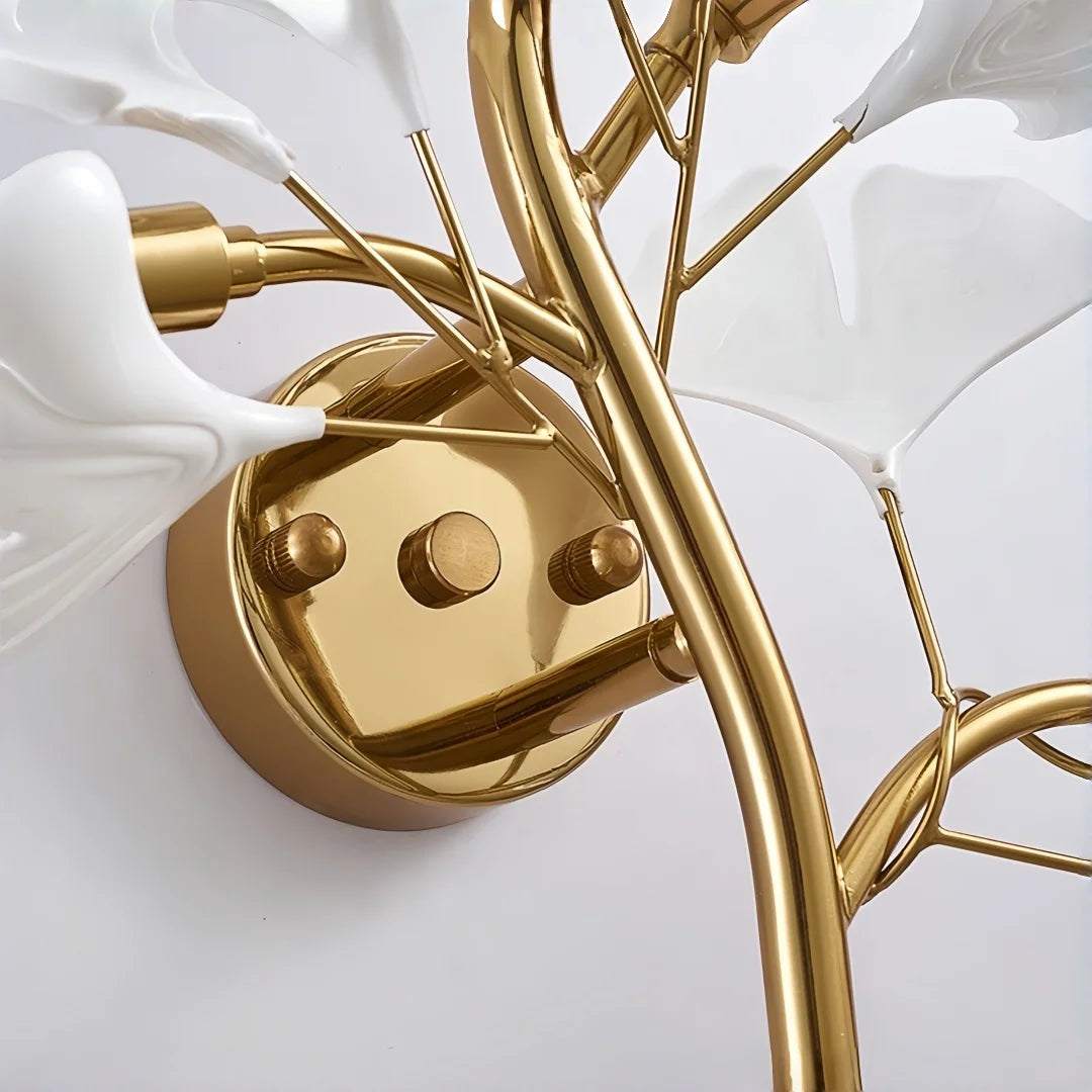 Luxury Gold Ginkgo Leaf Wall Sconce Modern LED