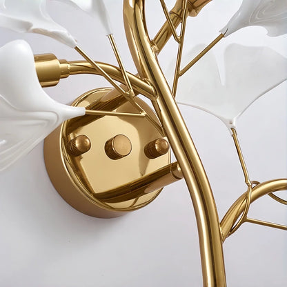 Luxury Gold Ginkgo Leaf Wall Sconce Modern LED