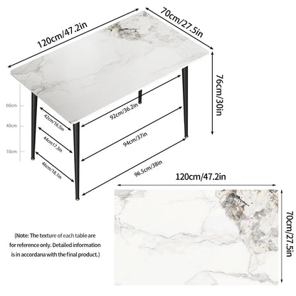 High Gloss 4-6 Seat Rectangular Marble Dining Table