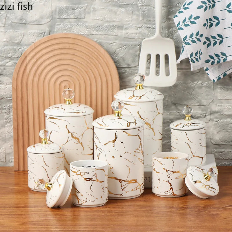 Marbled Ceramic Storage Jar