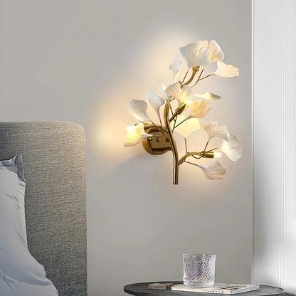 Luxury Gold Ginkgo Leaf Wall Sconce Modern LED