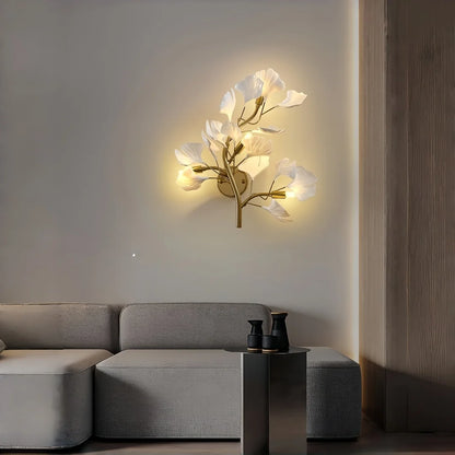 Luxury Gold Ginkgo Leaf Wall Sconce Modern LED
