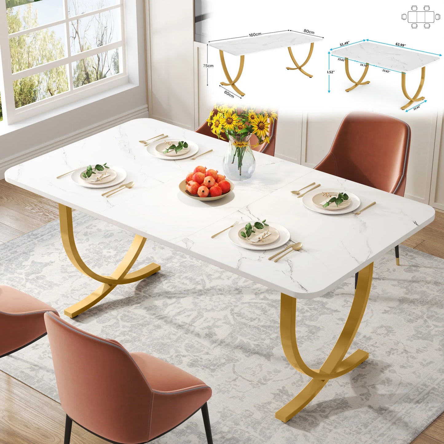 Tribesigns 63-Inch Rectangular Dining Table