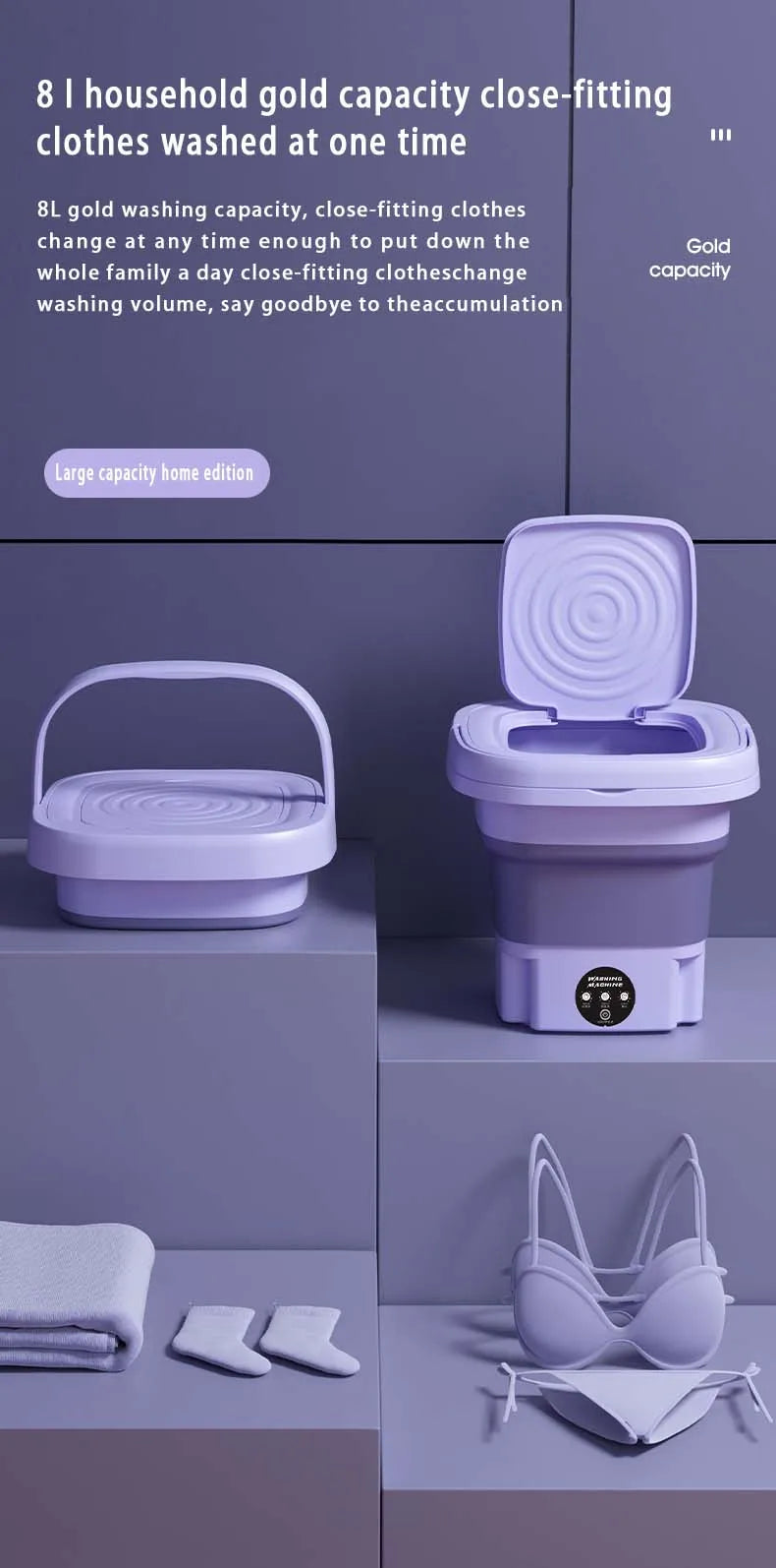 8L Foldable Washing Machine Portable