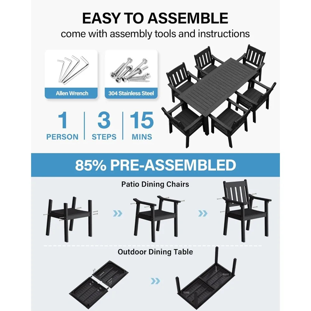 HIPS Patio Table Set: 7 Piece Outdoor Table