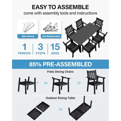HIPS Patio Table Set: 7 Piece Outdoor Table