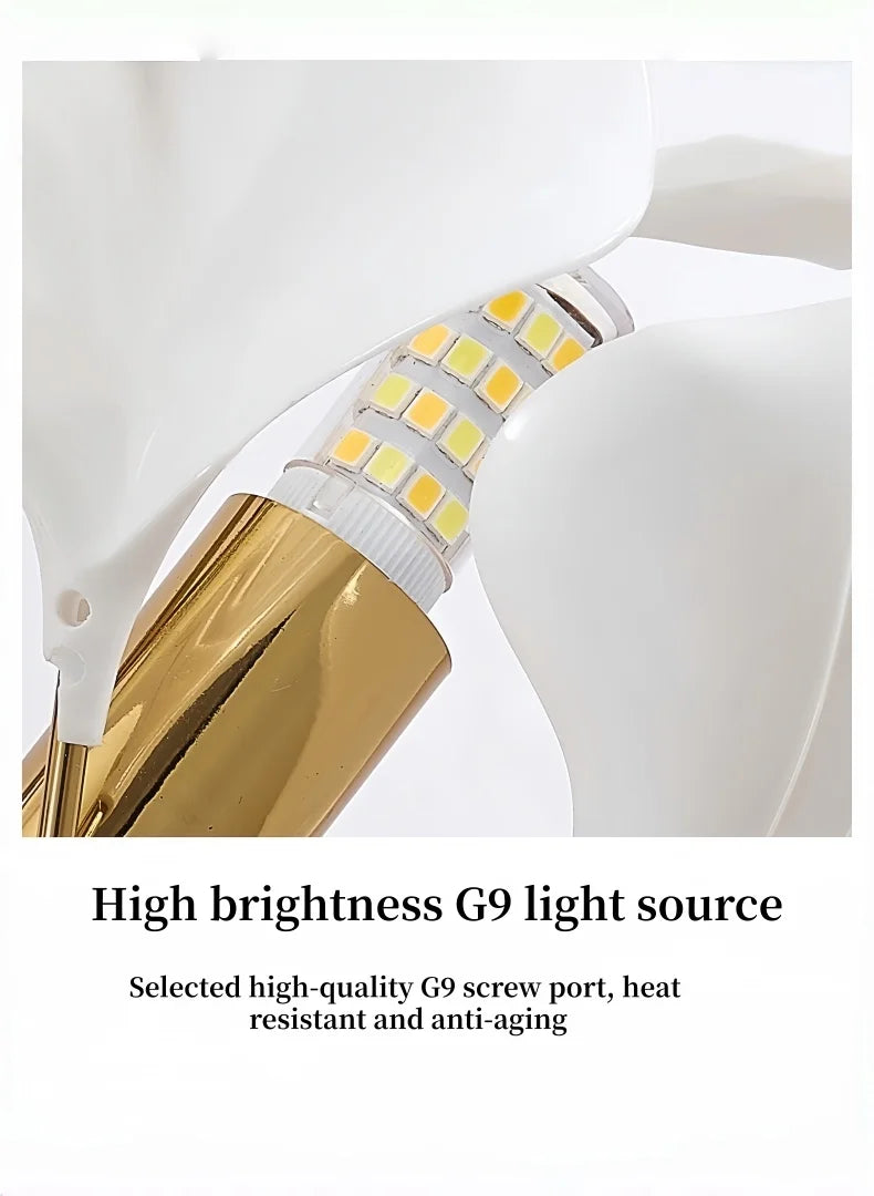 Luxury Gold Ginkgo Leaf Wall Sconce Modern LED
