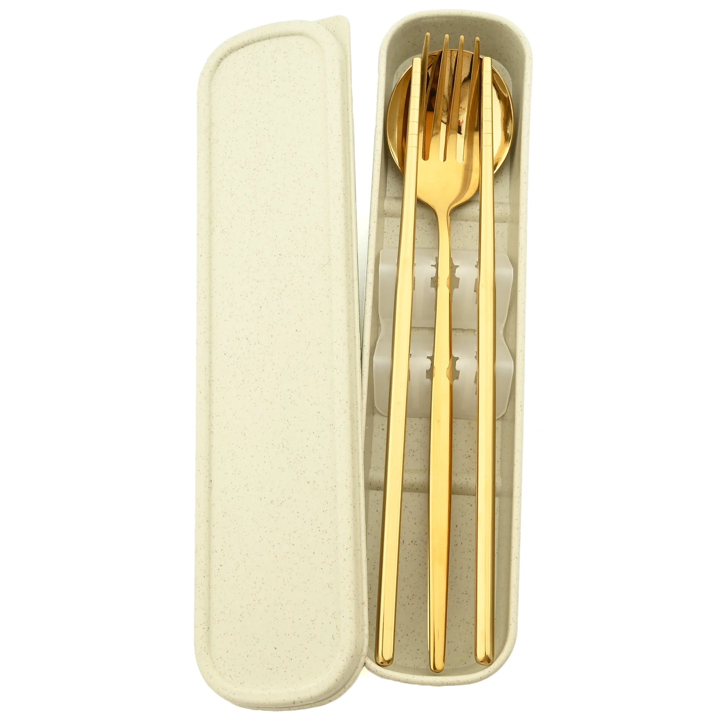 4pcs Black Silver Portable Cutlery Set