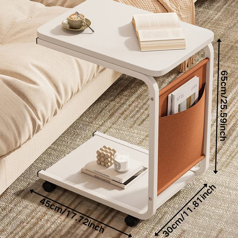 C Shaped Side Table 2-Tier Open Storage