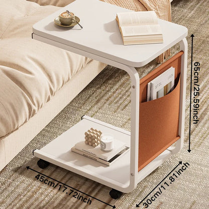 C Shaped Side Table 2-Tier Open Storage