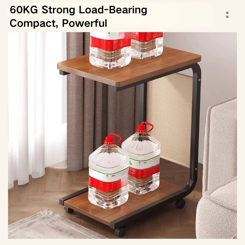 C Shaped Side Table 2-Tier Open Storage