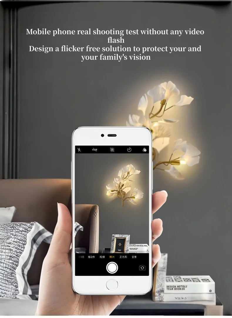 Luxury Gold Ginkgo Leaf Wall Sconce Modern LED