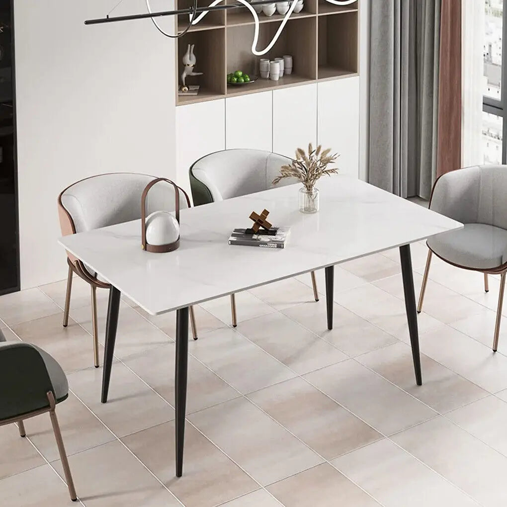 High Gloss 4-6 Seat Rectangular Marble Dining Table
