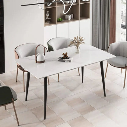 High Gloss 4-6 Seat Rectangular Marble Dining Table