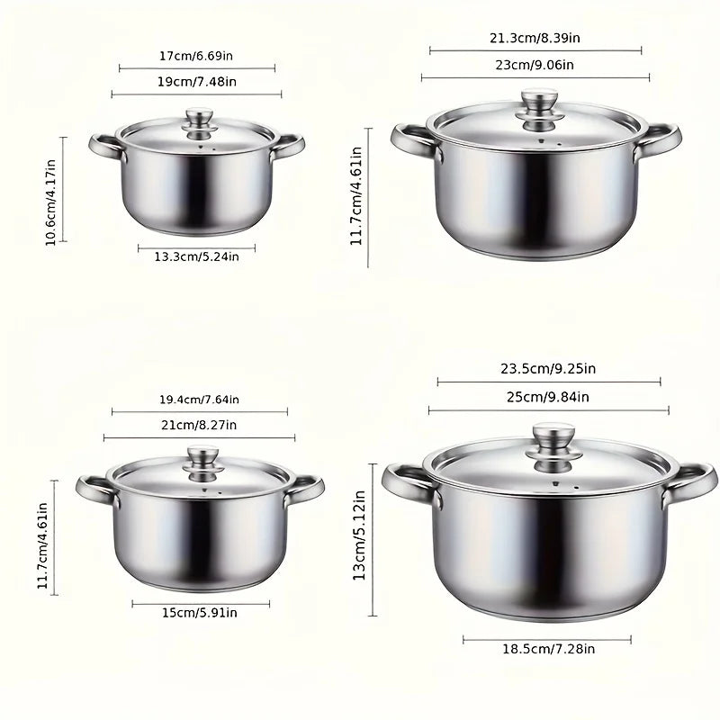 4-Piece Stainless Steel Pot Set