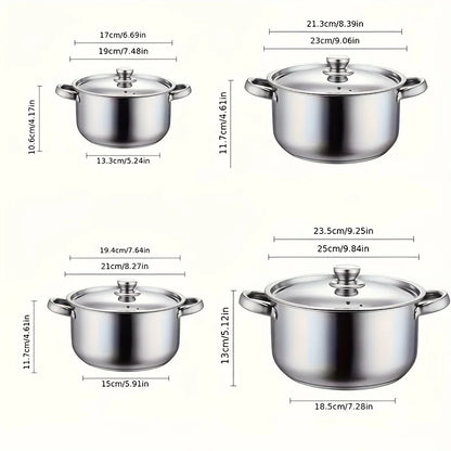 4-Piece Stainless Steel Pot Set
