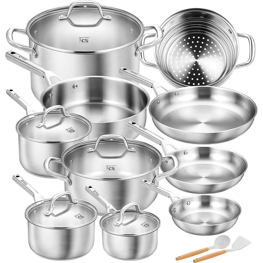 Stainless Steel Cookware Set 17 Piece