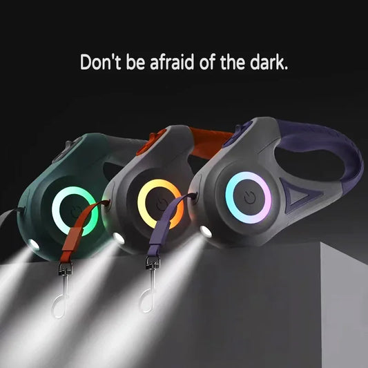 LED Retractable Dog Leash with light for Puppies