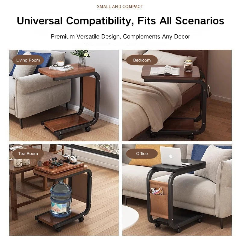 C Shaped Side Table 2-Tier Open Storage