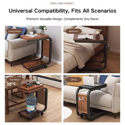C Shaped Side Table 2-Tier Open Storage