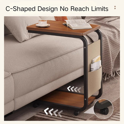 C Shaped Side Table 2-Tier Open Storage