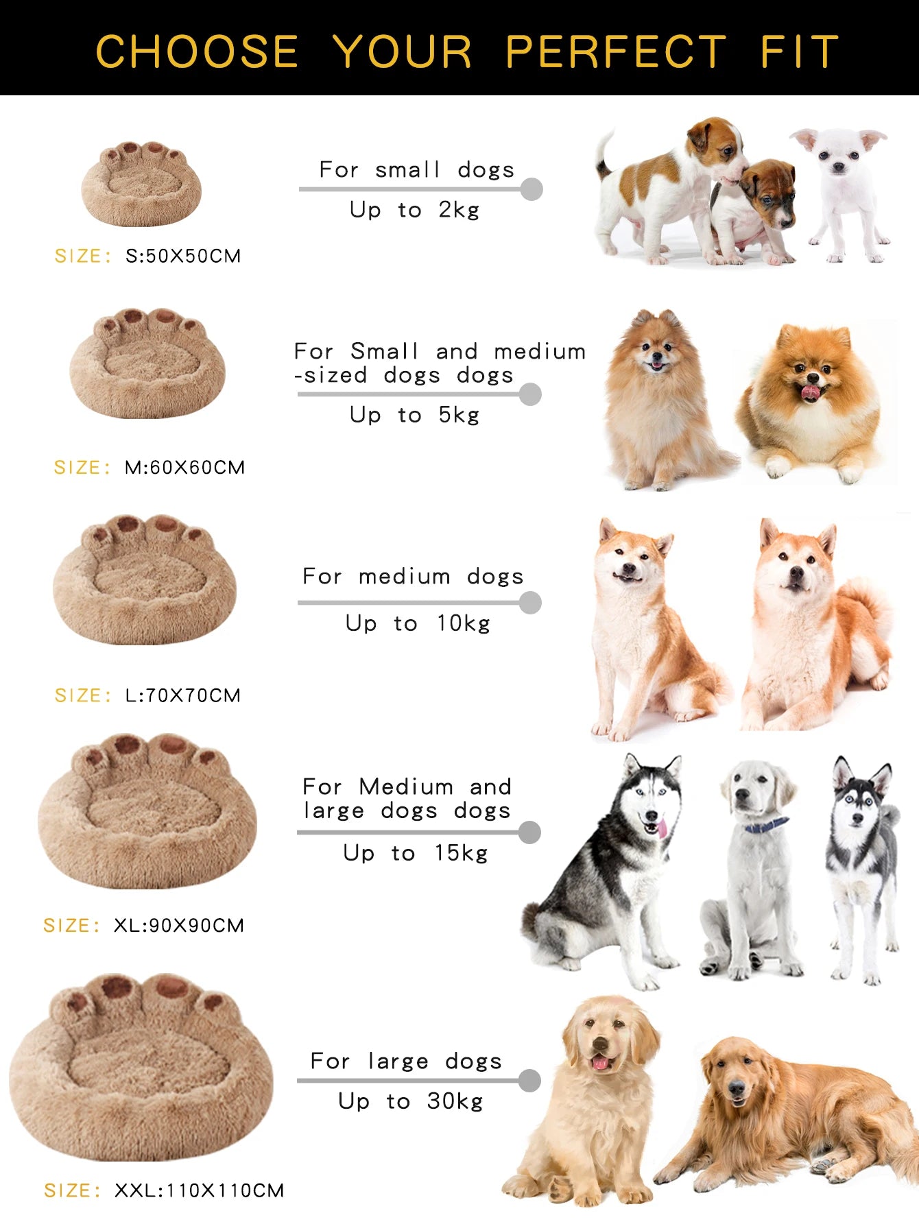 Fluffy Dog Bed Winter Warm Large