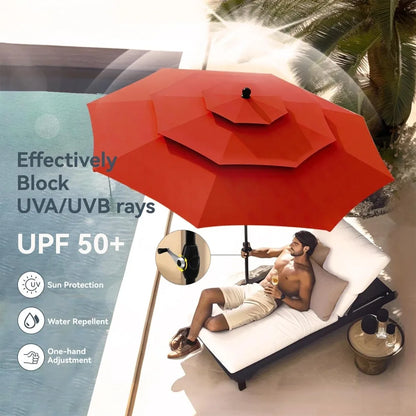 10ft Patio Umbrella Outdoor 3 Tier Vented