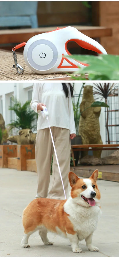 LED Retractable Dog Leash with light for Puppies