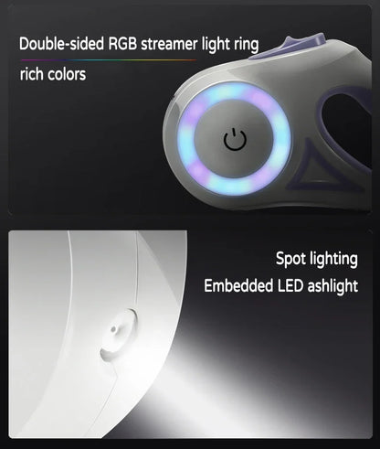 LED Retractable Dog Leash with light for Puppies