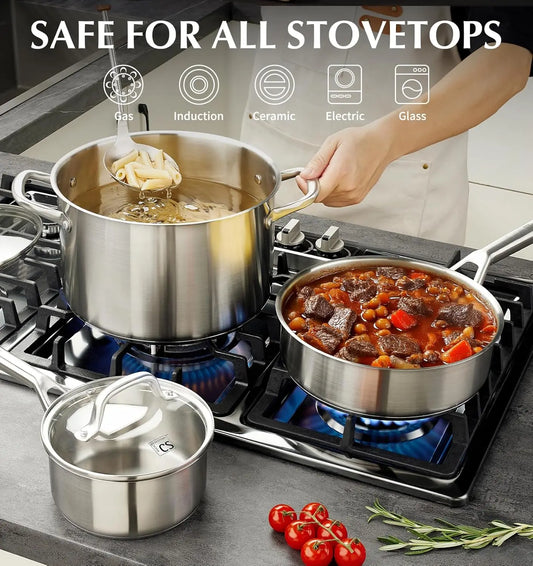 Stainless Steel Cookware Set 17 Piece