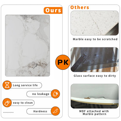 High Gloss 4-6 Seat Rectangular Marble Dining Table