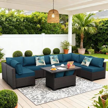 9 Pieces Wicker Patio Furniture Set Outdoor