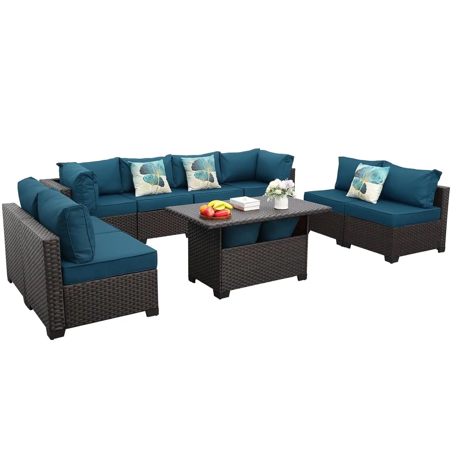 9 Pieces Wicker Patio Furniture Set Outdoor