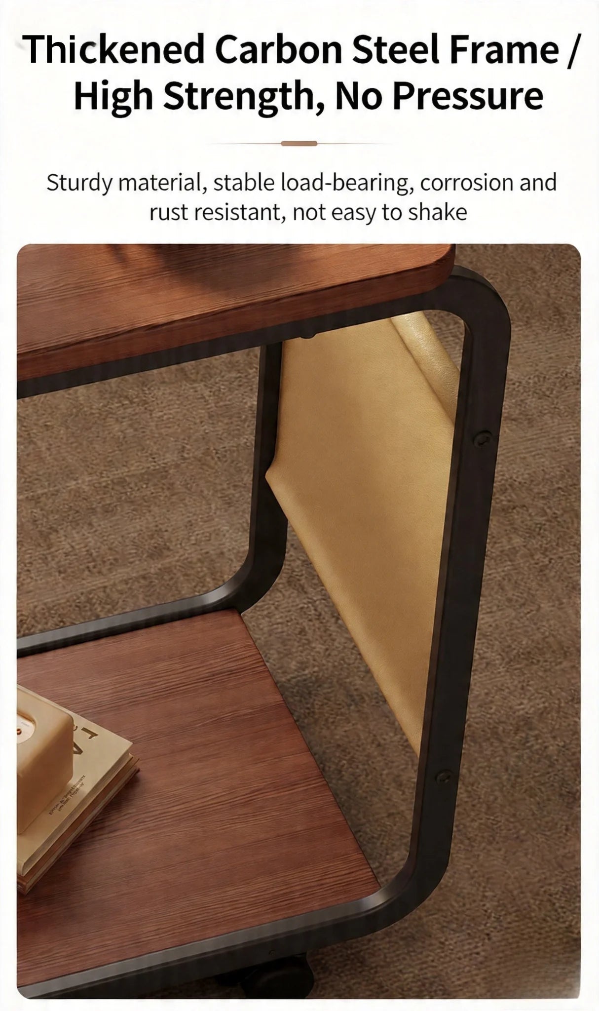 C Shaped Side Table 2-Tier Open Storage
