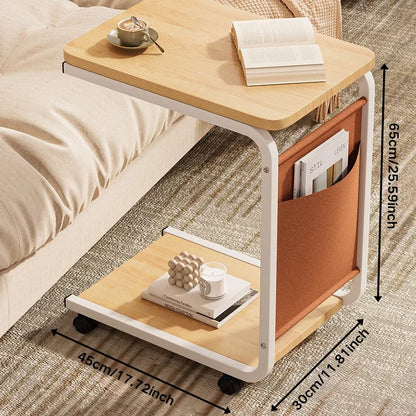C Shaped Side Table 2-Tier Open Storage
