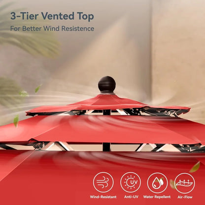 10ft Patio Umbrella Outdoor 3 Tier Vented