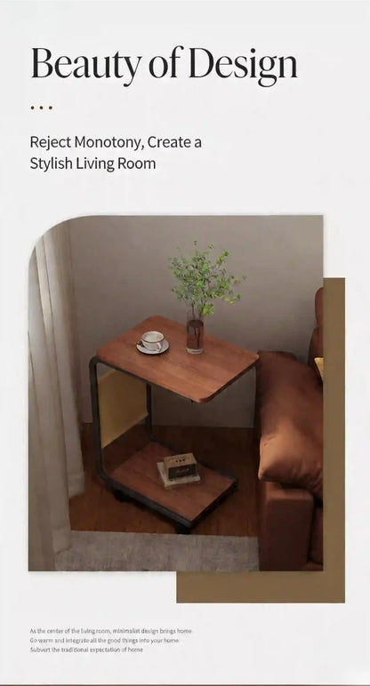 C Shaped Side Table 2-Tier Open Storage
