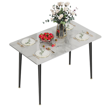 High Gloss 4-6 Seat Rectangular Marble Dining Table