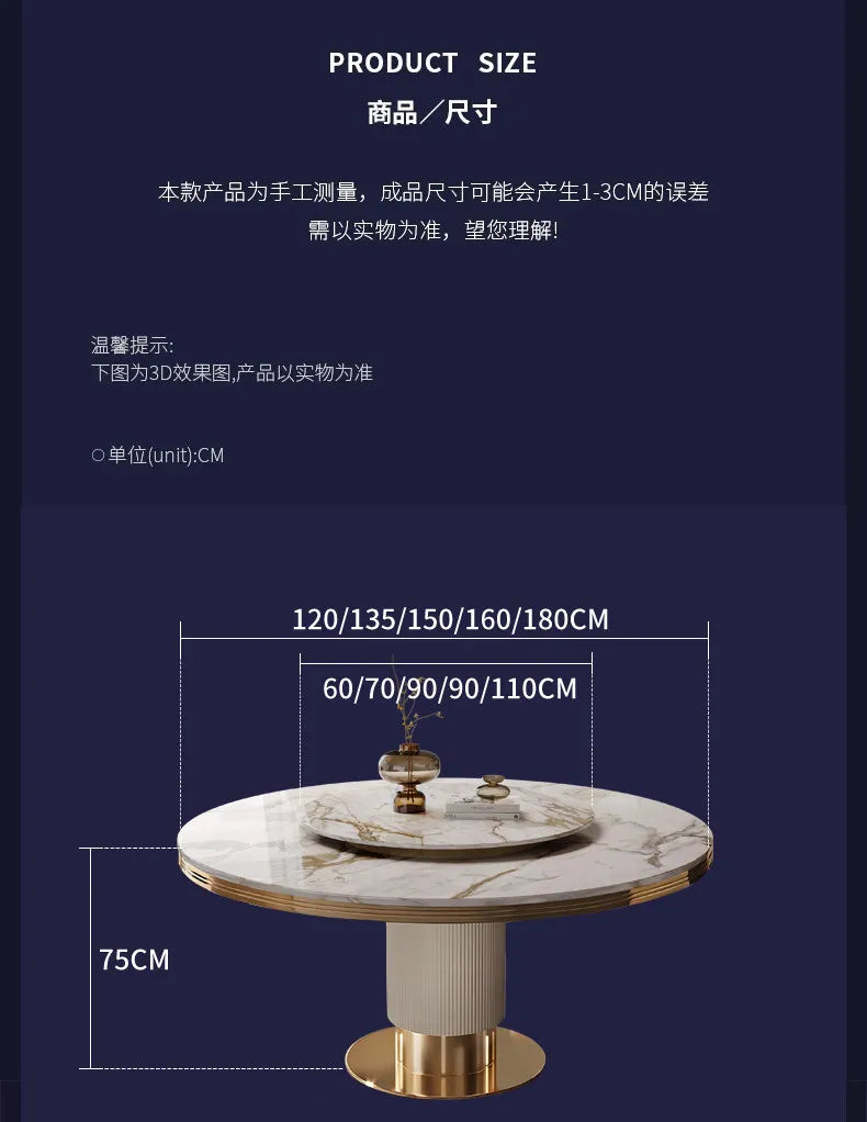 Modern restaurant marble round dining table