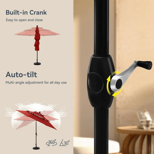 10ft Patio Umbrella Outdoor 3 Tier Vented