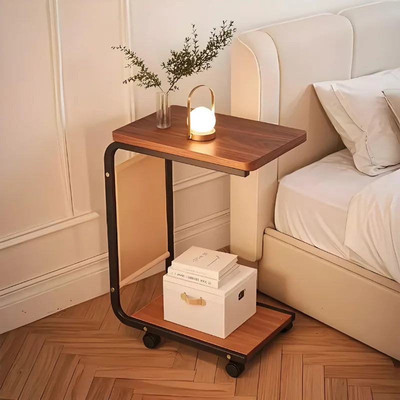 C Shaped Side Table 2-Tier Open Storage