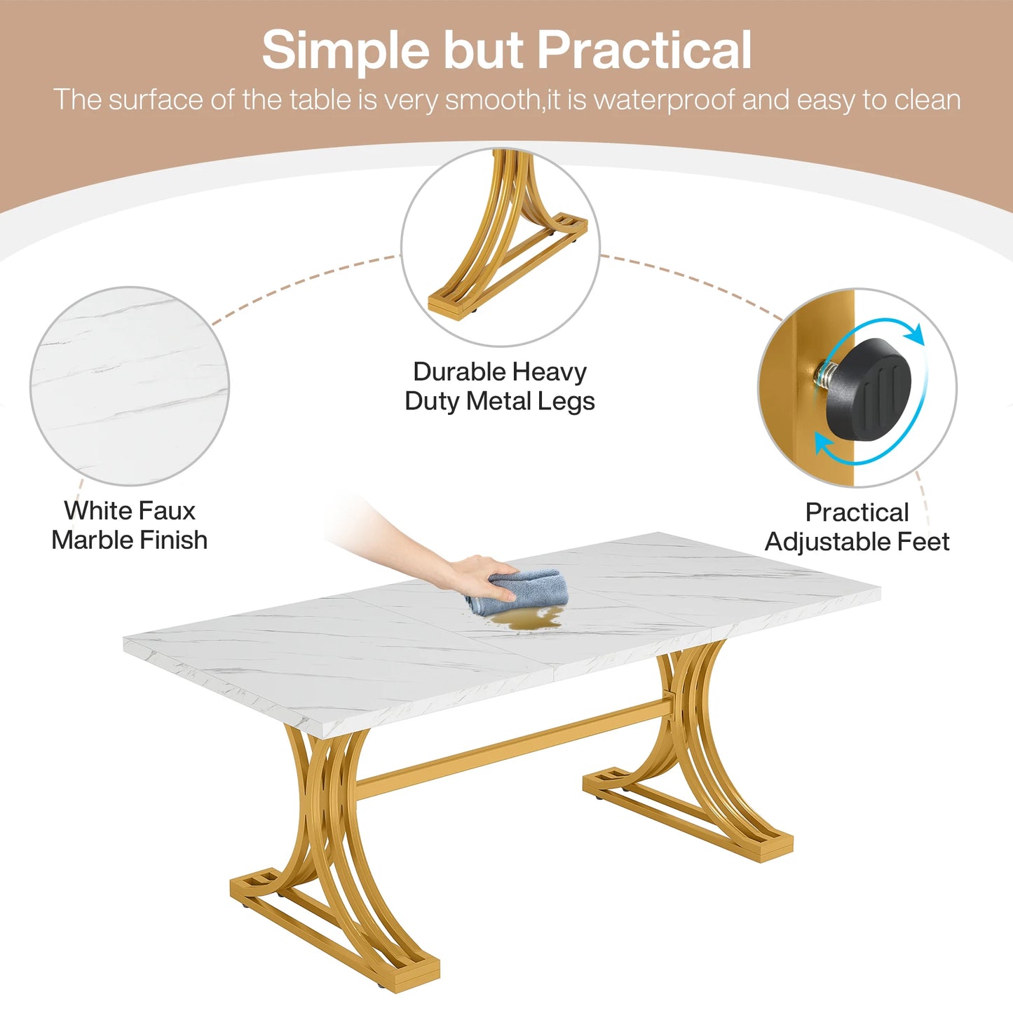 Tribesigns 63-Inch Rectangular Dining Table